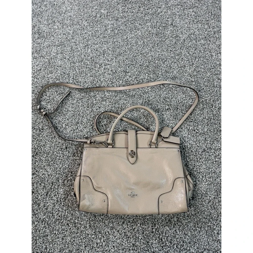 Coach Mercer 30 Satchel Soft Grain Taupe Leather Style 37575